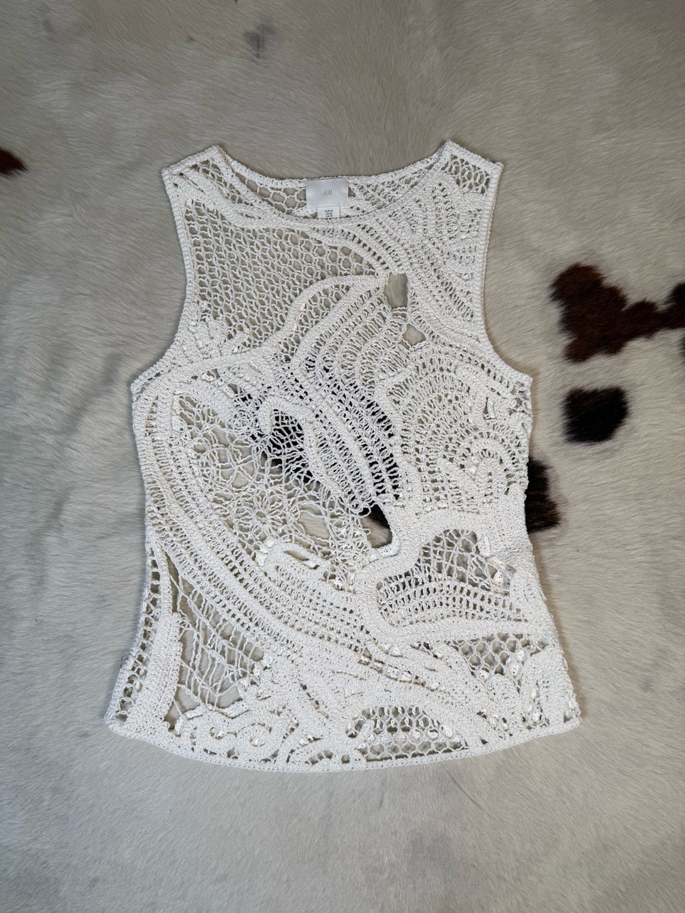 H&M White Crochet Lace Openwork Tank Top – Size Small